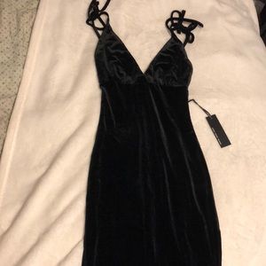 Black Velvet High Slit Dress
